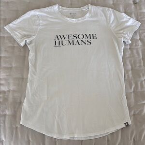 Women’s Figs “Awesome Humans” #wearFIGS White Short Sleeve Tee T-shirt Size XS